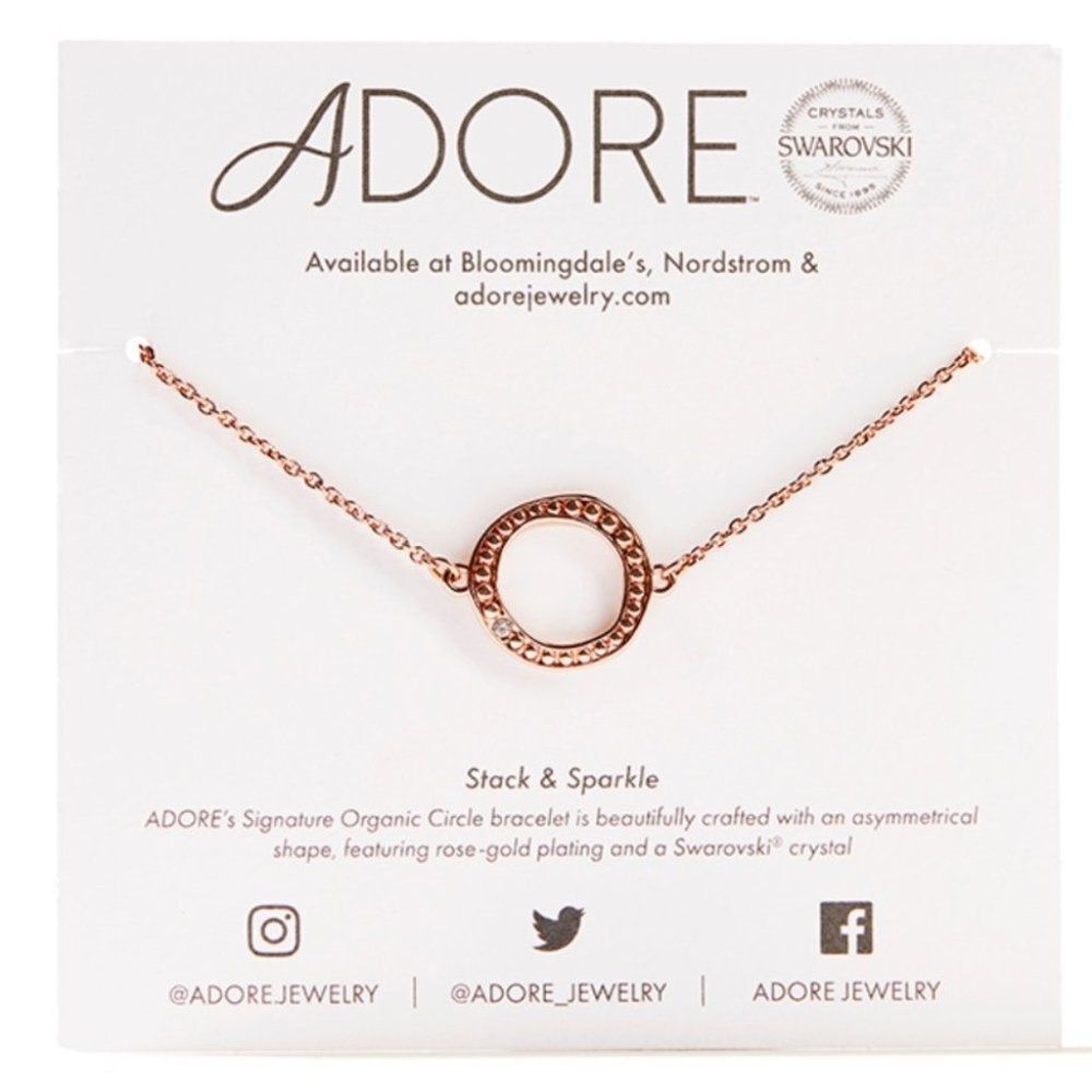 ❤️ Adore Organic Circle Swarovski Crystal bracelet Rose Gold Plated